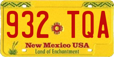 NM license plate 932TQA