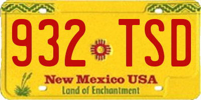 NM license plate 932TSD