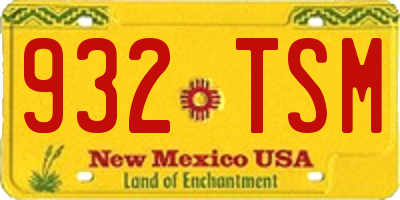 NM license plate 932TSM