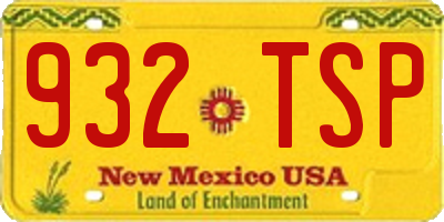 NM license plate 932TSP