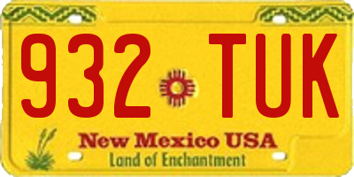 NM license plate 932TUK
