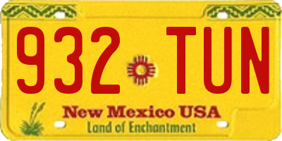 NM license plate 932TUN