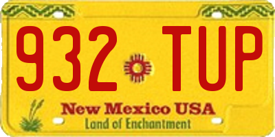NM license plate 932TUP