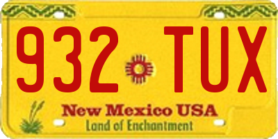 NM license plate 932TUX