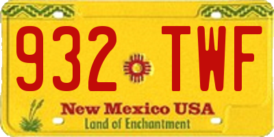NM license plate 932TWF
