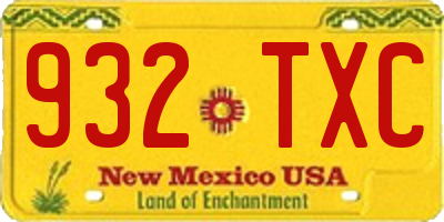 NM license plate 932TXC