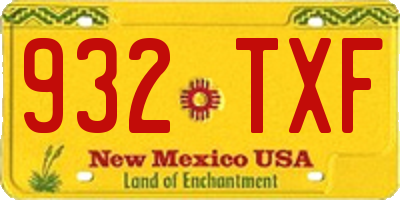 NM license plate 932TXF