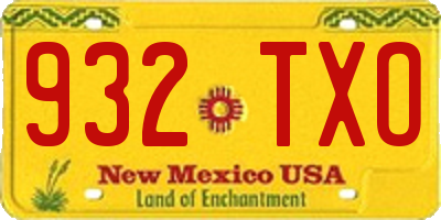 NM license plate 932TXO