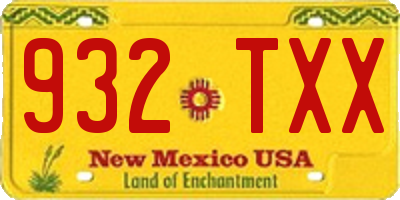 NM license plate 932TXX