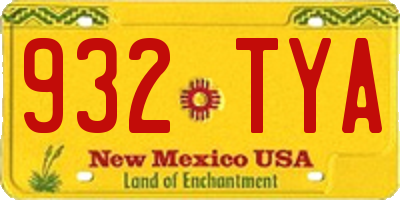 NM license plate 932TYA