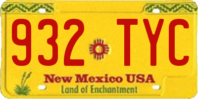 NM license plate 932TYC