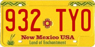 NM license plate 932TYO
