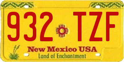 NM license plate 932TZF