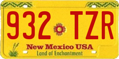 NM license plate 932TZR