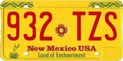 NM license plate 932TZS