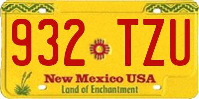 NM license plate 932TZU