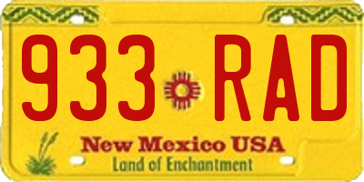 NM license plate 933RAD