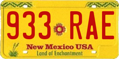 NM license plate 933RAE