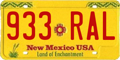 NM license plate 933RAL