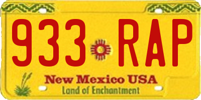 NM license plate 933RAP
