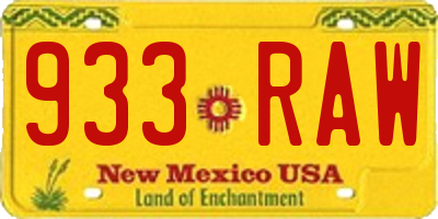 NM license plate 933RAW