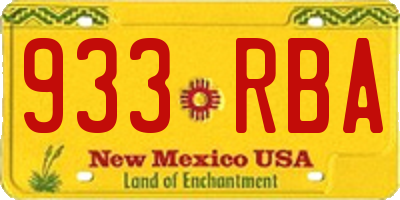 NM license plate 933RBA