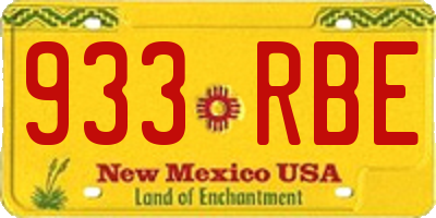 NM license plate 933RBE