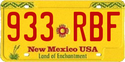 NM license plate 933RBF