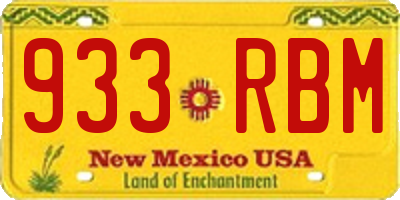 NM license plate 933RBM