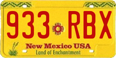 NM license plate 933RBX
