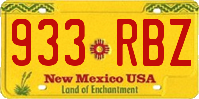 NM license plate 933RBZ