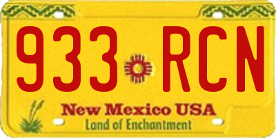 NM license plate 933RCN