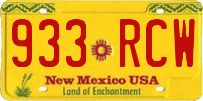 NM license plate 933RCW