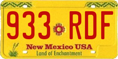 NM license plate 933RDF
