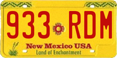 NM license plate 933RDM