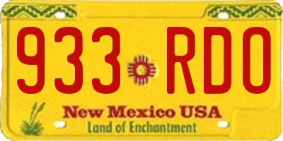 NM license plate 933RDO