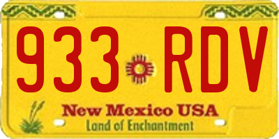 NM license plate 933RDV