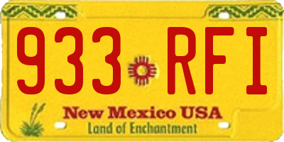 NM license plate 933RFI