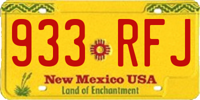 NM license plate 933RFJ