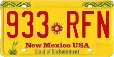 NM license plate 933RFN