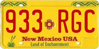 NM license plate 933RGC