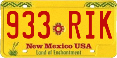 NM license plate 933RIK