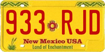 NM license plate 933RJD