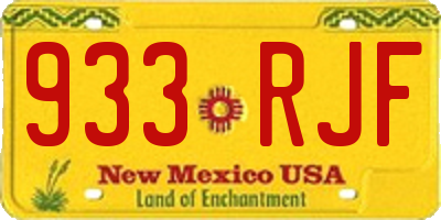 NM license plate 933RJF