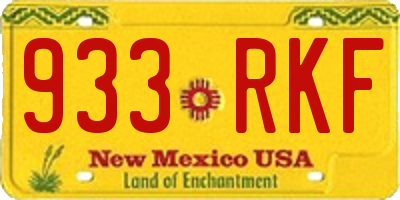 NM license plate 933RKF