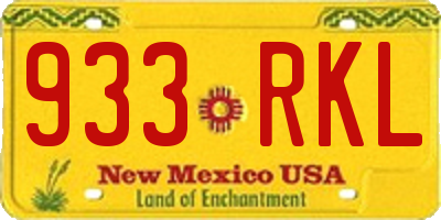 NM license plate 933RKL