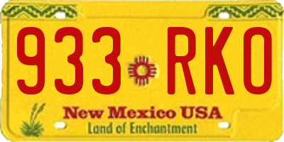 NM license plate 933RKO
