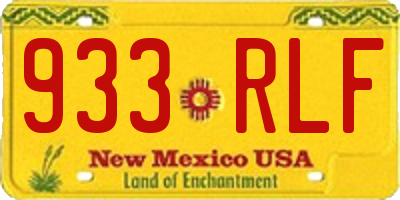 NM license plate 933RLF