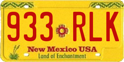 NM license plate 933RLK