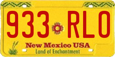 NM license plate 933RLO